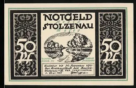 Notgeld Stolzenau 1921, 50 Pfennig, Lichter Moor, Wilhelm Busch
