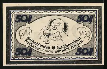 Notgeld Stolzenau 1921, 50 Pfennig, Denkmal von Wilhelm Busch