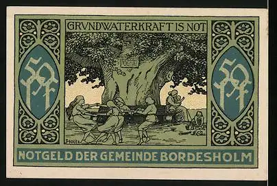 Notgeld Bordesholm 1921, 50 Pfennig, Tanzkreis vor altem Baum
