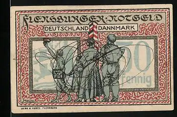 Notgeld Flensburg, 50 Pfennig, Familie reist nach Deutschland