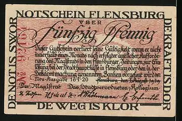 Notgeld Flensburg, 50 Pfennig, Familie reist nach Deutschland