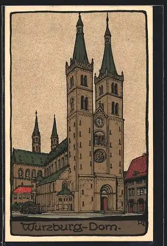 Steindruck-AK Würzburg, Dom