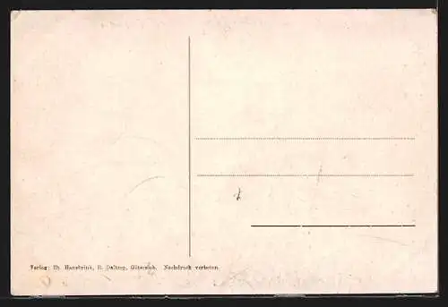 AK Stromberg i. Westf., Burgstrasse mit Geschäftshaus Th. Hanebrink und Paulusturm