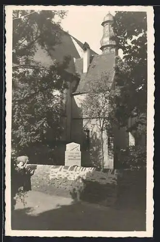 Foto-AK Münsterappel, Klosterkirche und Kriegerdenkmal 1932