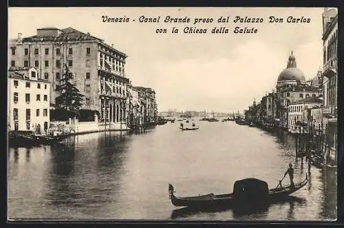 AK Venezia, Canal Grande preso dal Palazzo Don Carlos con la chiesa della Salute