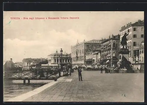 AK Venezia, Riva degli Schiavoni e Monumento Vittorio Emanuele