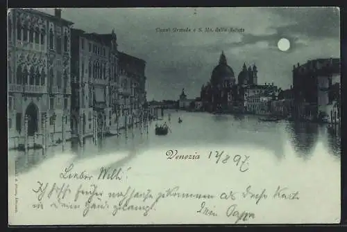 Mondschein-AK Venezia, Canal Grande e S. Ma. della Salute