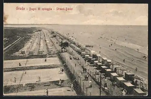 AK Grado, Strand-Bäder aus der Vogelschau