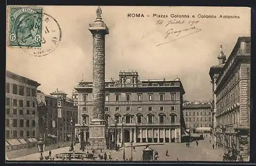 AK Roma, Piazza Colonna e Colonna Antonina