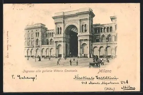 AK Milano, Ingresso alla galleria Vittorio Emanuele