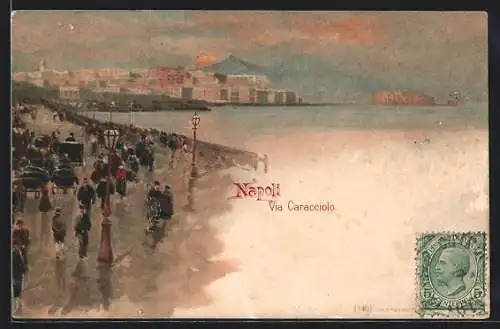 Künstler-AK Napoli, Via Caracciolo, Panorama