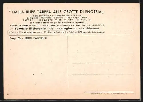 AK Roma, Ristorante Dalla Rupe Tarpea alle Grotte di Enotria, Via Vittorio Veneto 13