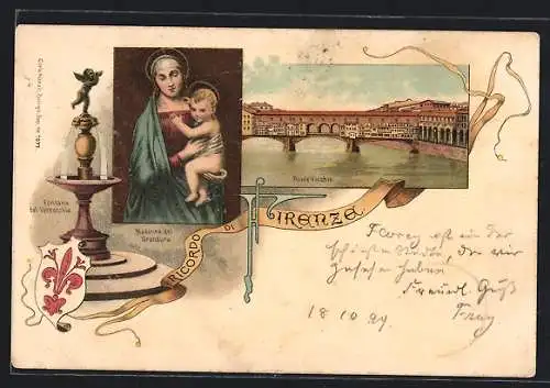 Lithographie Firenze, Ponte Vecchio, Madonna del Grandura