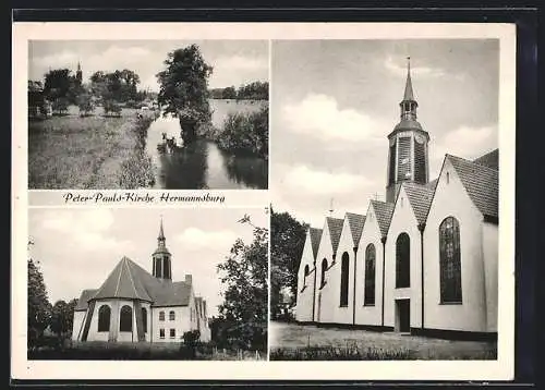 AK Hermannsburg, Flusspartie und Peter-Pauls-Kirche