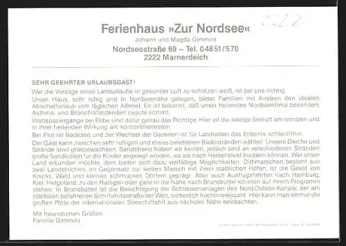 AK Marnerdeich, Hotel-Pension Zur Nordsee, Terrasse, Innenansichten, Inh. J. &. M. Gimmini