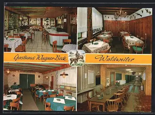 AK Waldweiler /Hunsrück, Gasthaus Wagner-Beck mit Innenansichten, Neustrasse 6
