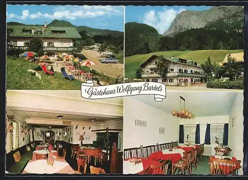 AK Ramsau-Hintersee, Gasthaus-Café-Restaurant Wolfgang Bartels, mit Innenansichten