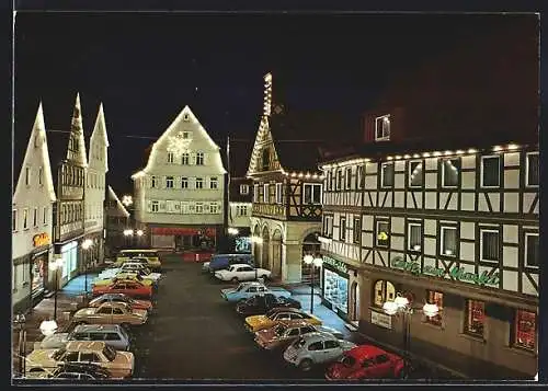 AK Waiblingen an der Rems, Am Marktplatz zur Weihnachtszeit