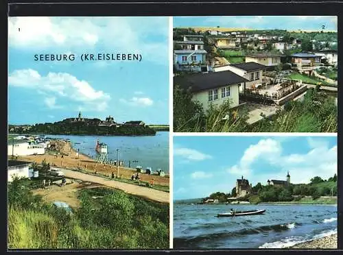 AK Seeburg / Eisleben, Badestrand am Süssen See, Bungalow-Siedlung