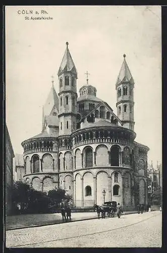 AK Cöln a. Rh., Kutsche vor der St. Apostelkirche