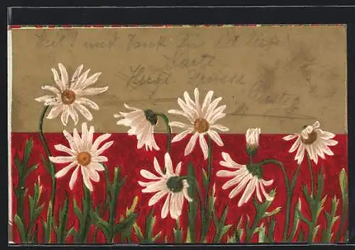 AK Gänseblumen mit Blättern