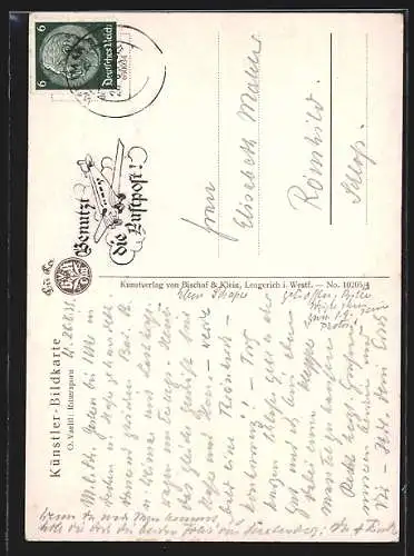 AK Rittersporn mit Blättern, Blume