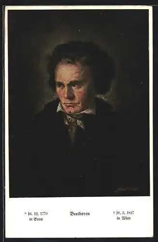 AK Komponist Ludwig van Beethoven mit mürrischem Blick