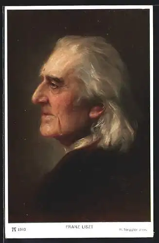 AK Franz Liszt als alter Mann mit Stehkagen und längerem weissen Haar