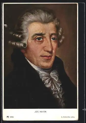 AK Komponist Joseph Haydn mit Rüschenkragen und gelocktem Haar