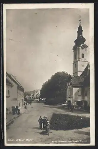 AK Gnas, Unterer Markt mit Kirche