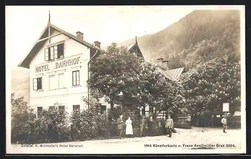 AK Selztal, R. Grillmaiers Hotel Bahnhof, mit kleiner Gruppe