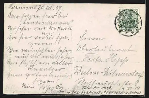 AK Bad Pyrmont, Pferderennbahn 1909