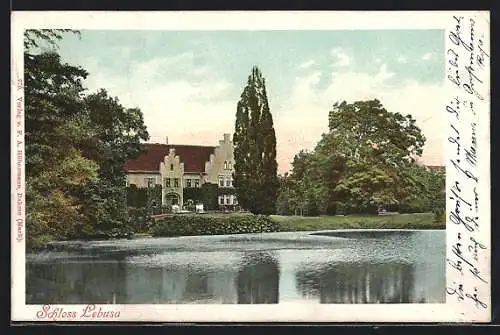 AK Lebusa, Blick auf Schloss vom Teich aus