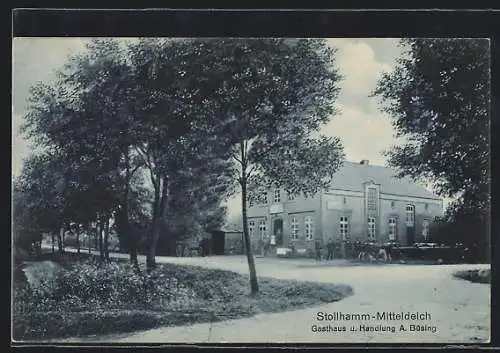 AK Stollhamm-Mitteldeich, Gasthaus und Handlung A. Büsing