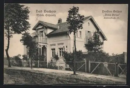 AK Bad Buckow /Märk. Schweiz, Pension Belhar Villa Erna, Lindenstrasse 1943