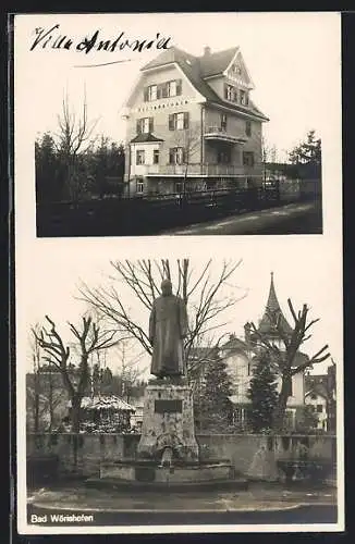 AK Bad Wörishofen, Villa Anne, Kneipp-Denkmal