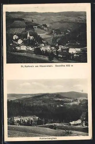 AK St. Kathrein am Hauenstein, Kohlenbergbau, Ortsansicht aus der Vogelschau