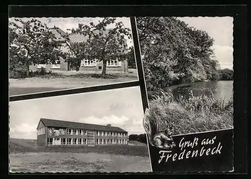 AK Fredenbeck, Schule, Wohnhaus und Seepartie
