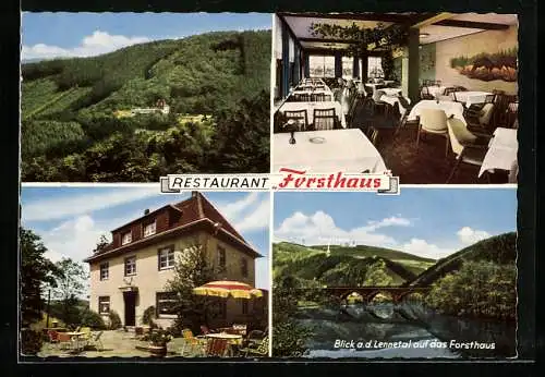 AK Werdohl, Restaurant Forsthaus, Blick a. d. Lennetal auf das Forsthaus