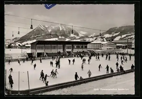 AK Sonthofen, Kunsteisstadion mit Grünten, Allgäuer Alpen