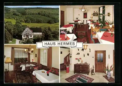 AK Emlinghausen, Pension Haus Hermes mit Innenansichten