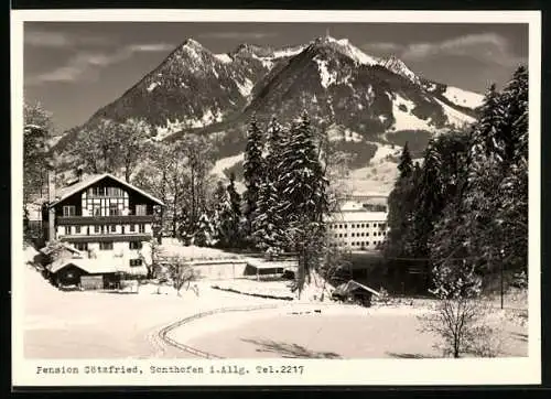 AK Sonthofen /Allgäu, Hotel-Pension Götzfried im Winter