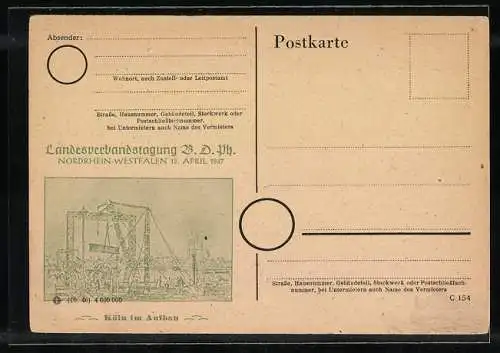 Künstler-AK Köln, Bauarbeiten mit Blick zum Dom