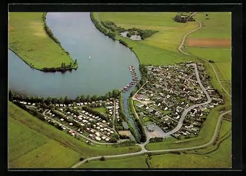 AK Hennstedt /Dithmarschen, Campingplatz Horst a. d. Eider vom Flugzeug aus gesehen