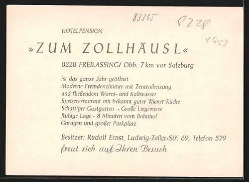 AK Freilassing, Hotel-Pension Zum Zollhäusl, Ludw.-Zeller-Strasse 69