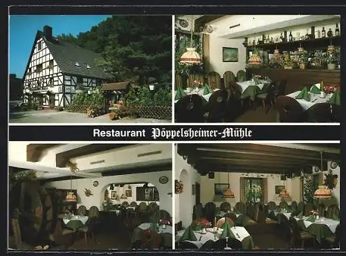 AK Lüdenscheid-Pöppelsheim, Restaurant Pöppelsheimer-Mühle, Innen- und Aussenansichten