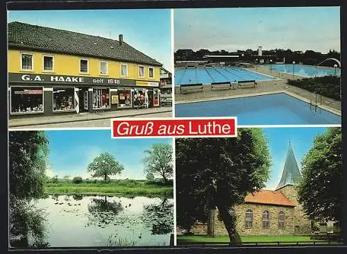 AK Luthe, Kirche, Schwimmabd, Geschäft G.A. Haake