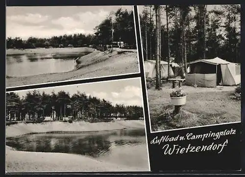 AK Wietzendorf /Krs. Soltau, Luftbad und Campingplatz am See