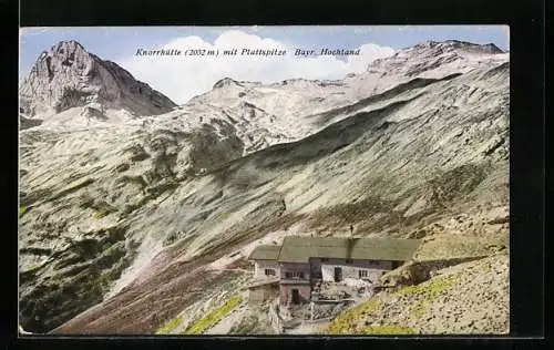AK Knorrhütte, Berghütte mit Plattspitze im Bayr. Hochland