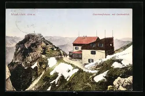 AK Wendelsteinhaus, Berghütte mit Gachenblick
